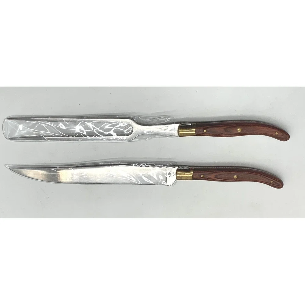 Laguiole Carving Set Unisex OS Brown Wood Handle 440 Stainless Steel Boxed